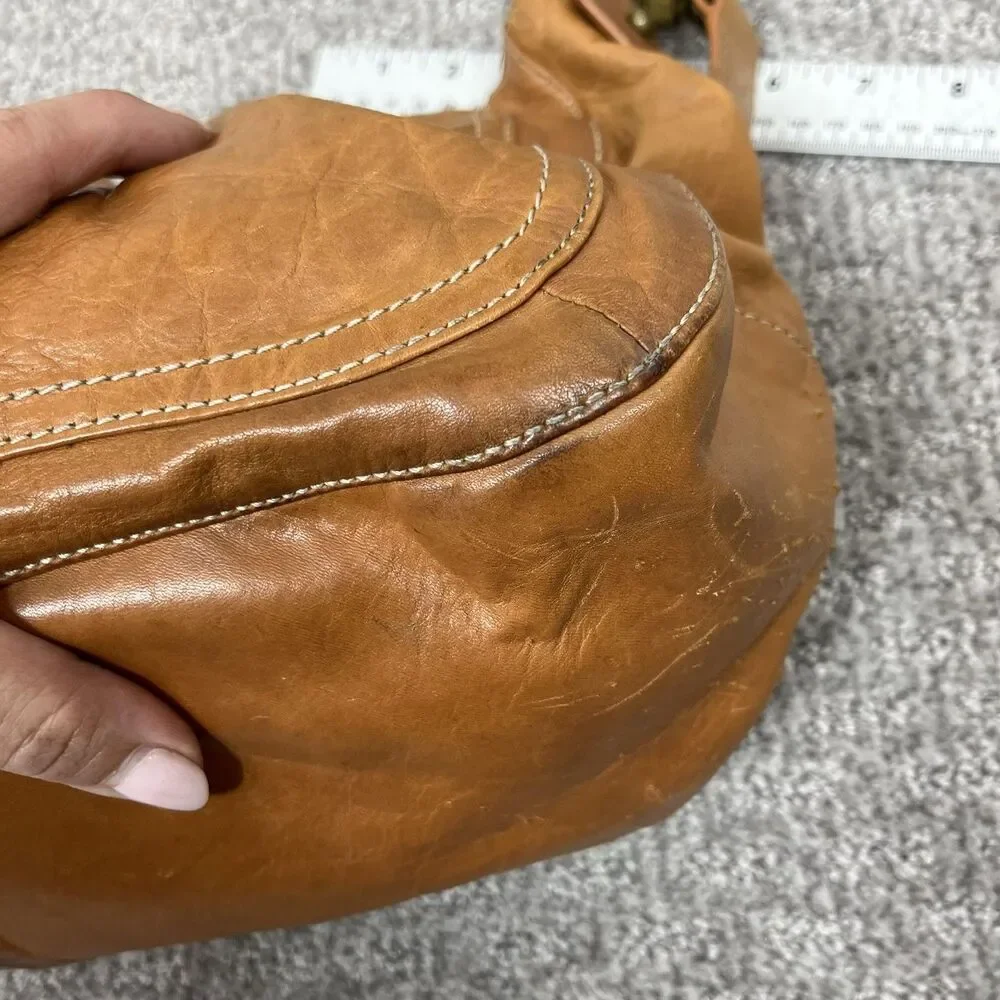 Hype Hobo Bag Womens Large Tan Leather Chain Link Shoulder Slouchy Boho